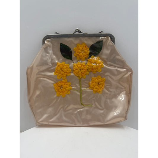 VINTAGE *NEW* 1950's Clear Vinyl Floral Handbag with Original Packing