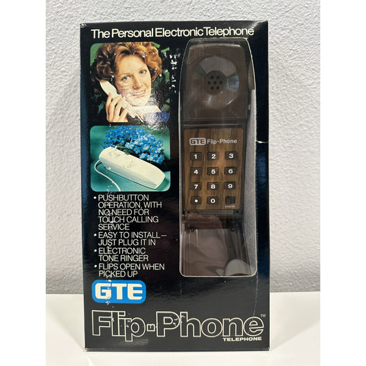 VINTAGE *NEW* 1970's GTE Dark Brown Flip-Phone Telephone