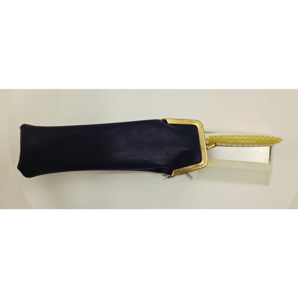 VINTAGE *NEW* 1970's Purse Grooming Set Brush Comb Mirror with  Black Case