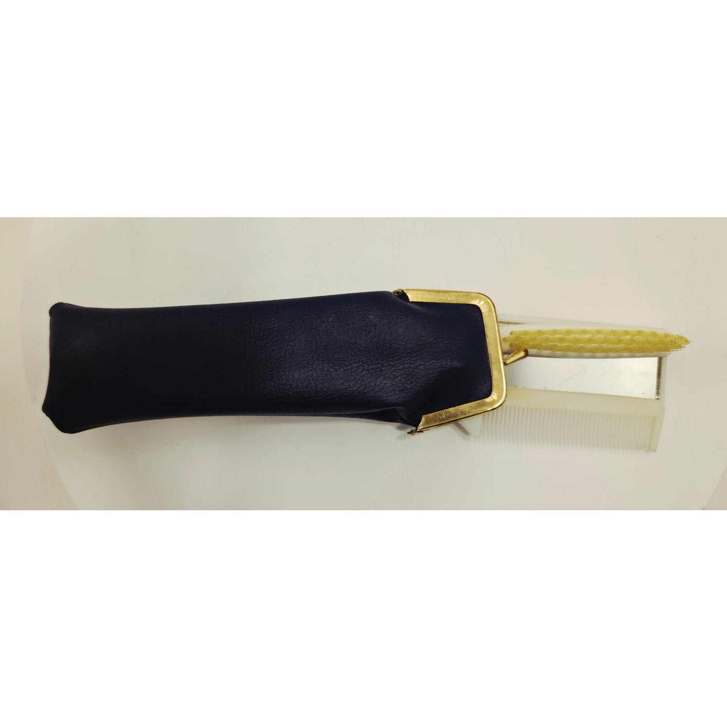 VINTAGE *NEW* 1970's Purse Grooming Set Brush Comb Mirror with  Black Case