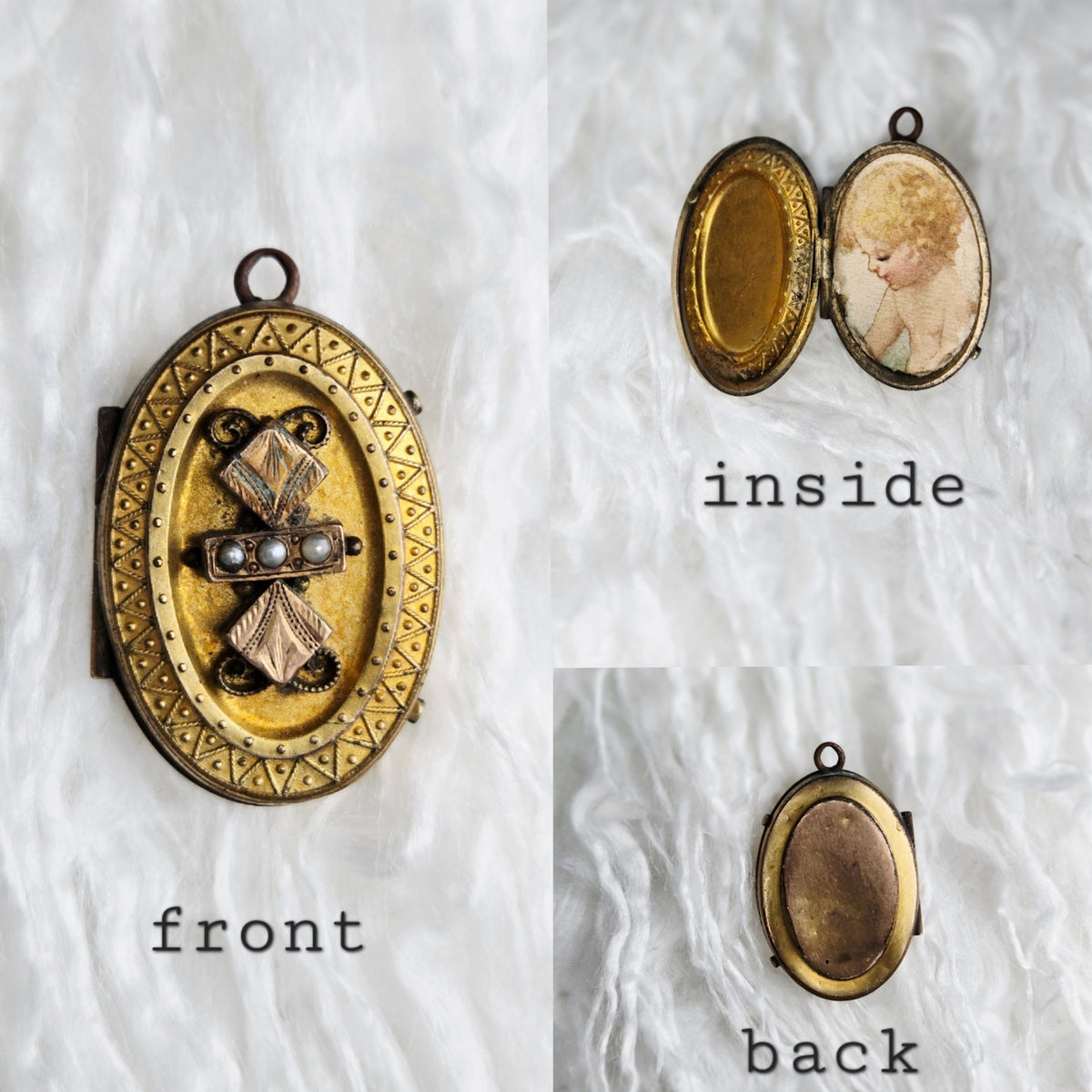 VINTAGE *NEW* 1950's Gold-Toned Locket with Design 1.5"