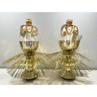 VINTAGE *NEW* Pair Of Christmas Angels-Crown, Felt Clothing, Gold, plays Silent Night