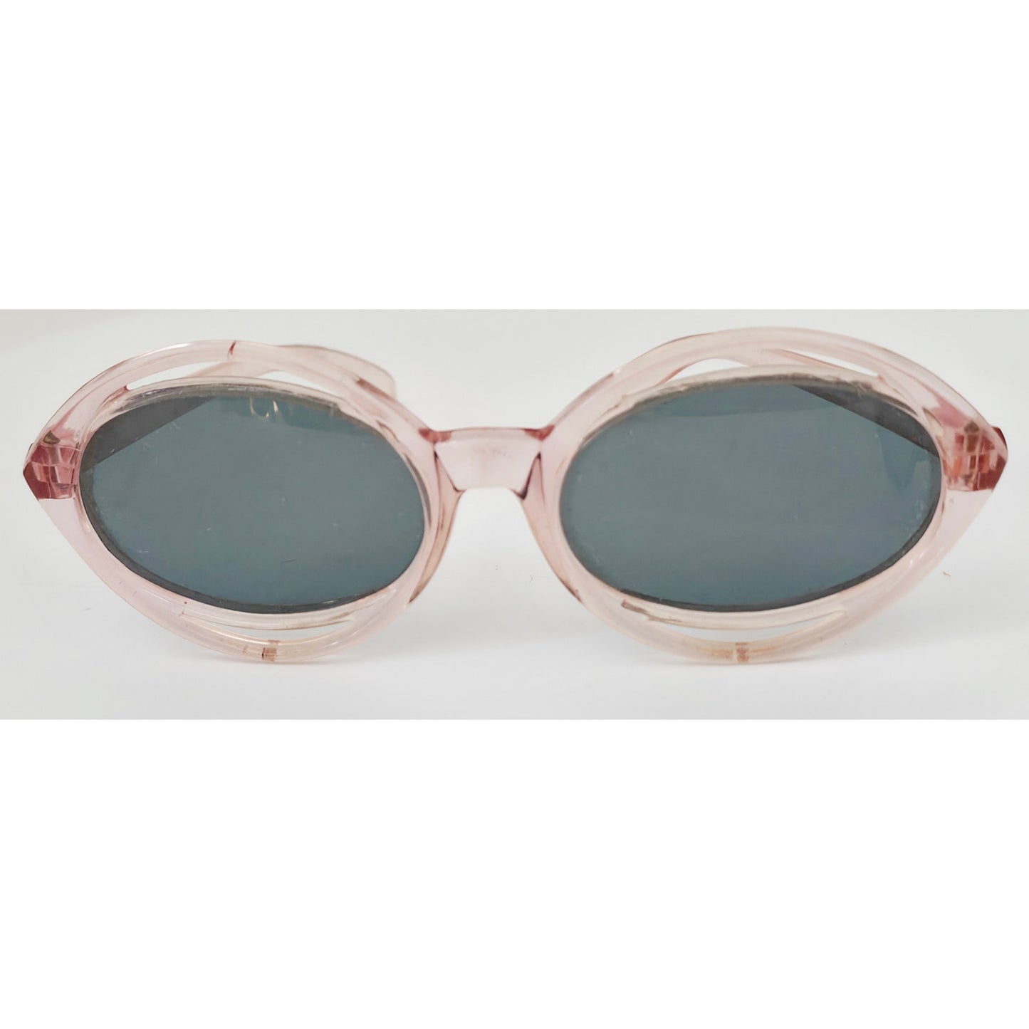 VINTAGE *NEW* 1970's Glam Unisex Pink Oval Frame with Smoke Gray Lens Sunglasses