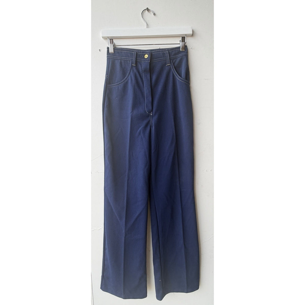 VINTAGE *NEW* 1960's Women's Blue w/White Stitching Stretch Pants Size 10