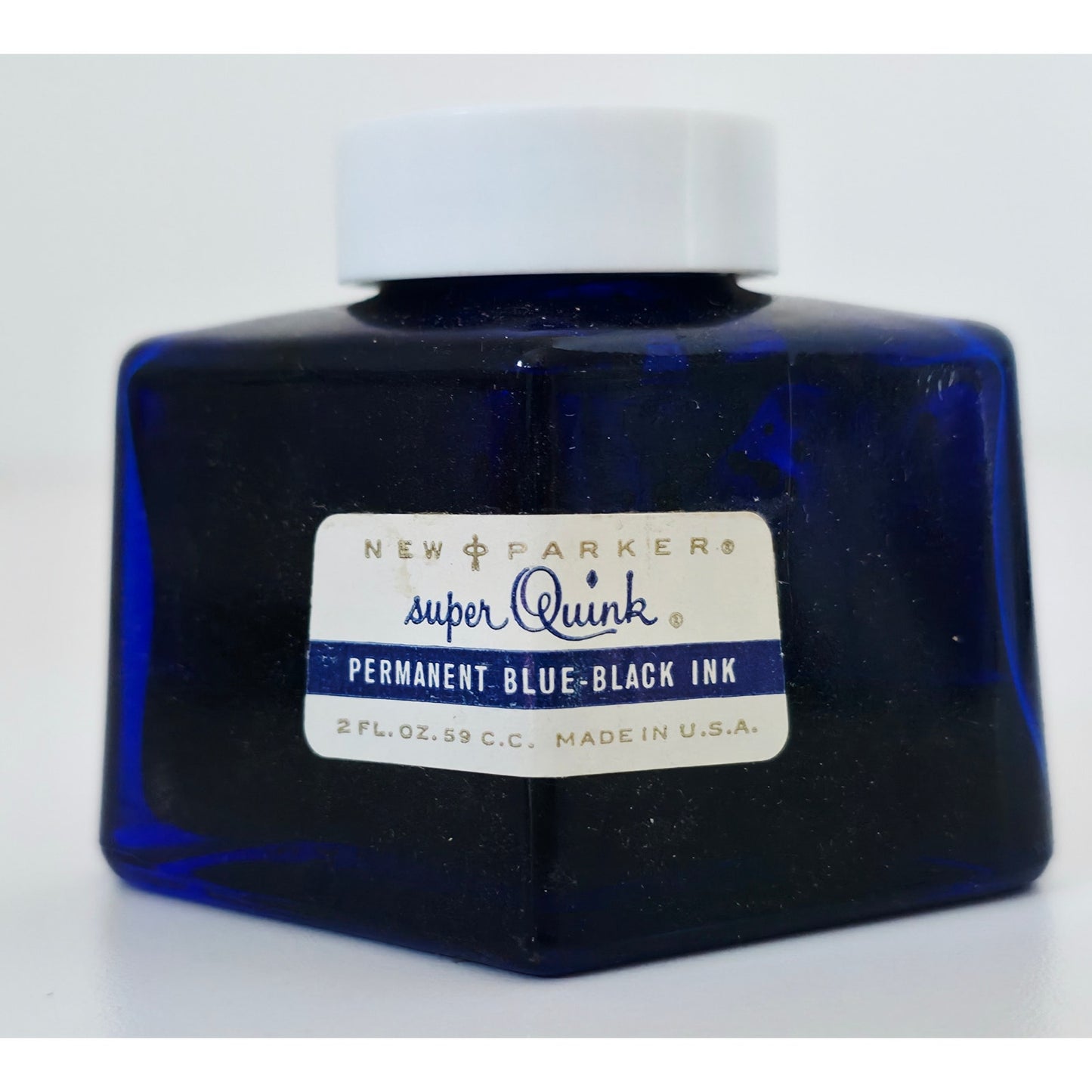 VINTAGE *NEW* 1970's Parker Blue-Black Super Quick Permanent Ink 2oz Made in USA