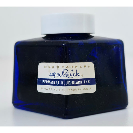 VINTAGE *NEW* 1970's Parker Blue-Black Super Quick Permanent Ink 2oz Made in USA