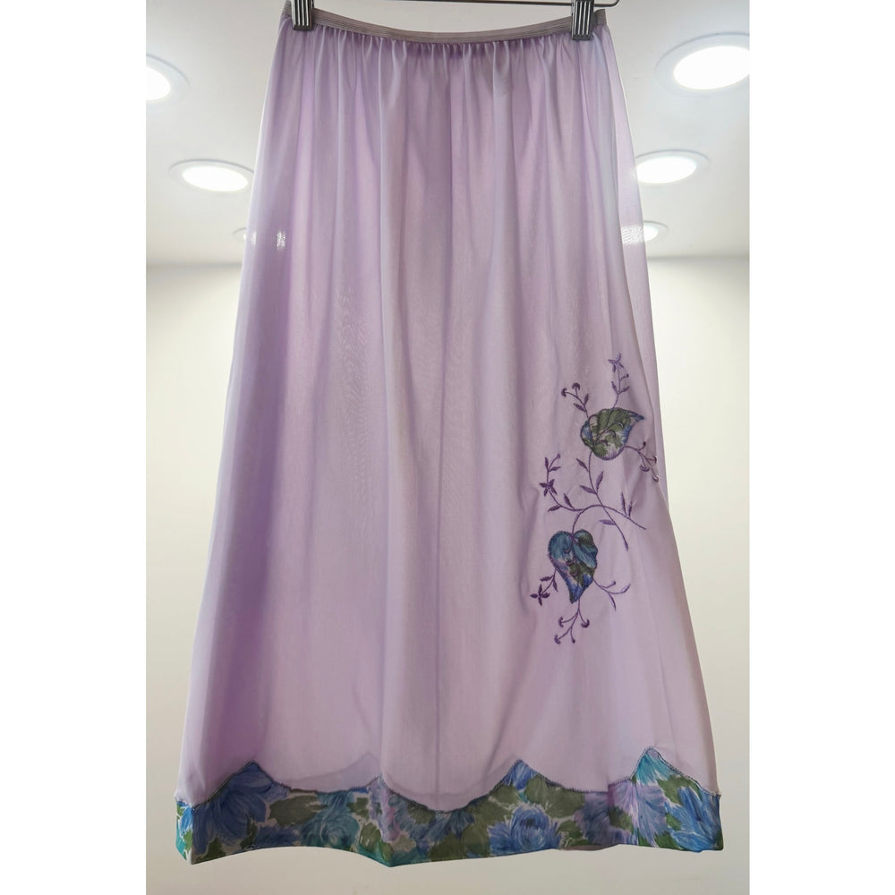 VINTAGE *NEW* 1960's Movie Star Women's Lt Purple Flowered Trim Slip Skirt Sz L