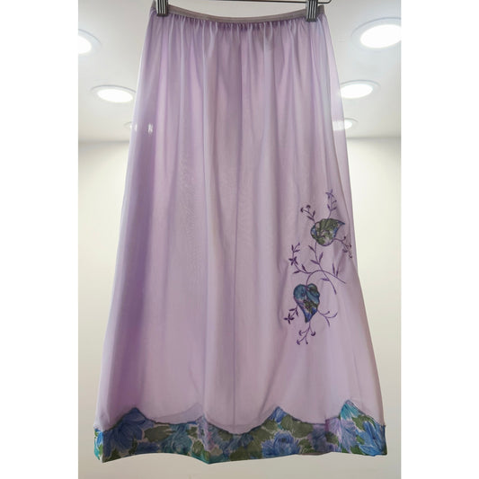 VINTAGE *NEW* 1960's Movie Star Women's Lt Purple Flowered Trim Slip Skirt Sz L