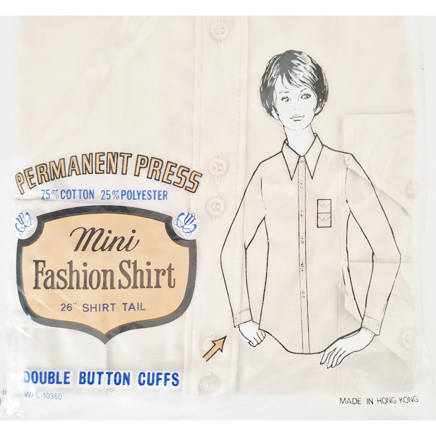 VINTAGE *NEW* 1960's Women's Mini Fashion Shirt Beige Cotton Blend Size 32