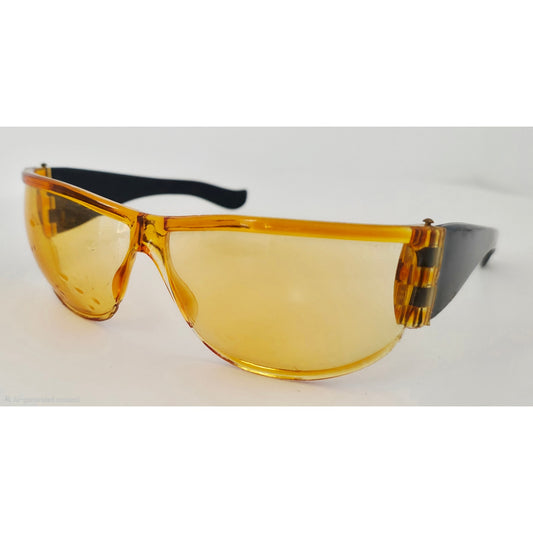 VINTAGE *NEW* 1970's Glam Unisex Sunglasses Black Frame Orange Lens