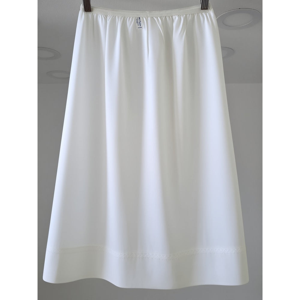 VINTAGE *NEW* 1960's Women's Cream Slip | Skirt with Piping & Flower Trim Size L