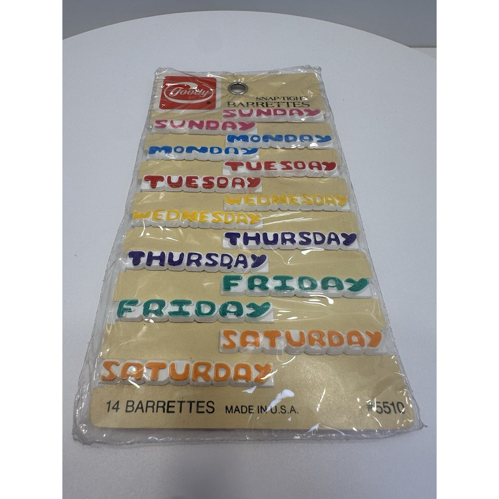 VINTAGE *NEW* 1985 Goody Snap-Tight Barrettes 14-Pack Days of the Week USA