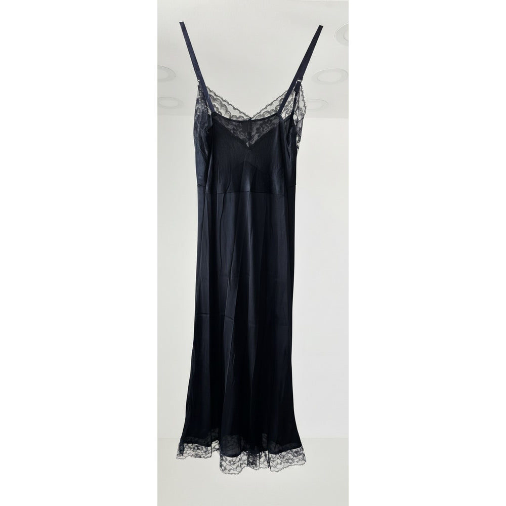 VINTAGE *NEW* 1960's Women's Black with Lace Trim Slip Dress Size 32
