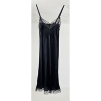 VINTAGE *NEW* 1960's Women's Black with Lace Trim Slip Dress Size 32