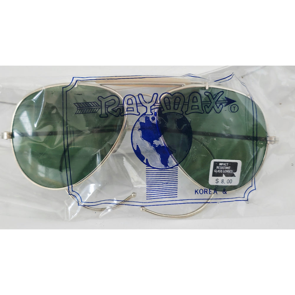 VINTAGE *NEW* 1970's Ray Max Gold Frame with Green Lens Aviator Sunglasses