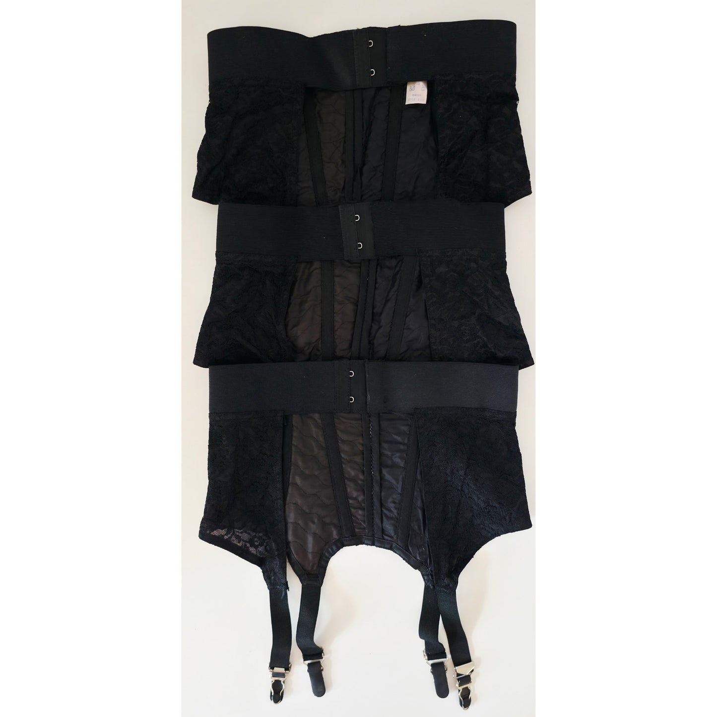 VINTAGE *NEW* 1950's Women's Black with Red Heart Girdle/Garter Size S Lot of 3