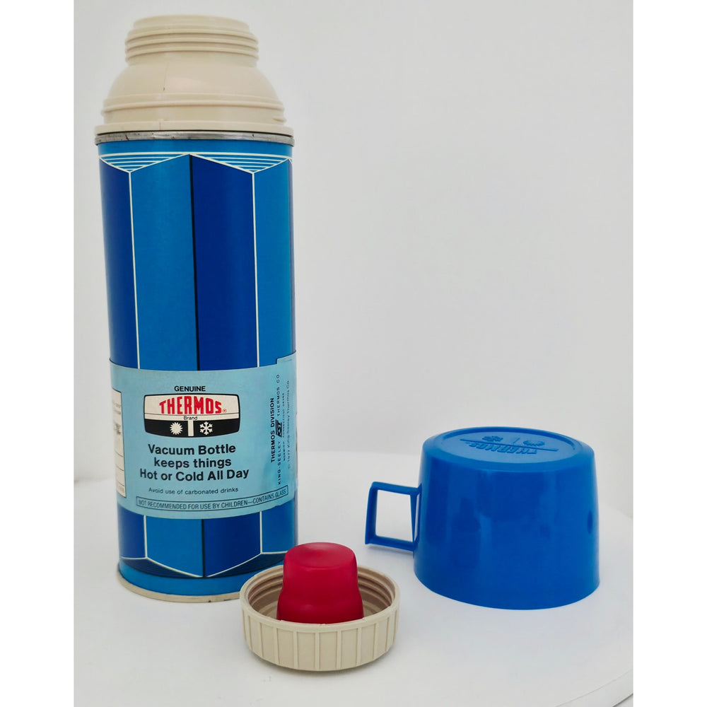 VINTAGE *NEW* 1977 Genuine Thermos Vacuum Bottle Blue 14.4oz USA