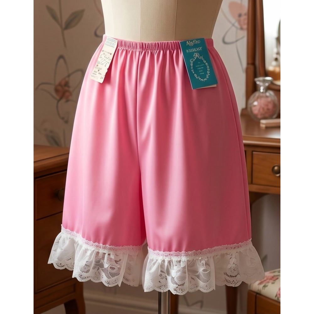 VINTAGE *NEW* 1960's Kayser Women's Pink w/White Lace Bloomers Panties Sz M (6)