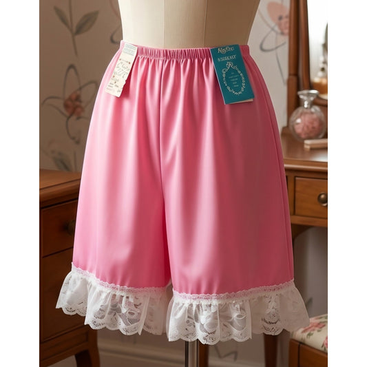 VINTAGE *NEW* 1960's Kayser Women's Pink w/White Lace Bloomers Panties Sz M (6)