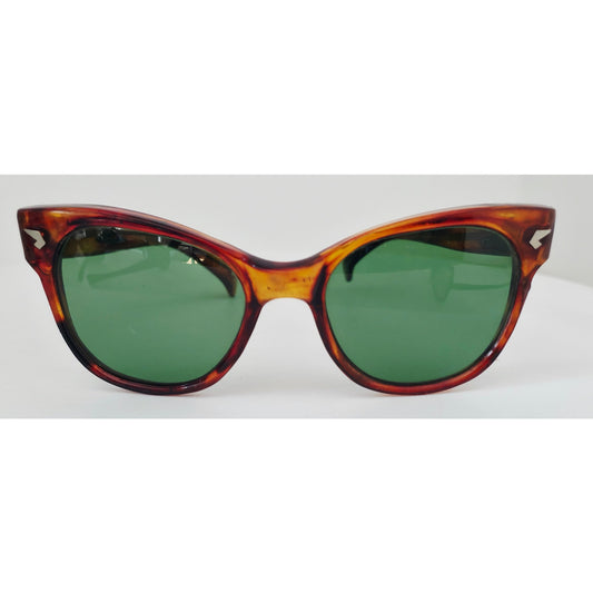 VINTAGE *NEW* 1970's Glam Unisex Sunglasses Tortoise Frame Green Lens
