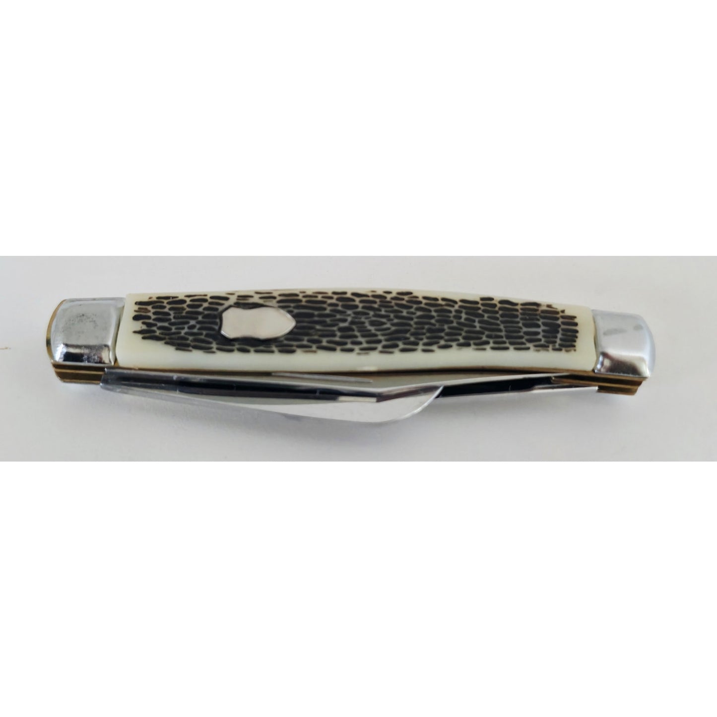 VINTAGE *NEW* 1970's Bone/Silver Handle Pocket 2-Blade Pocket Knife