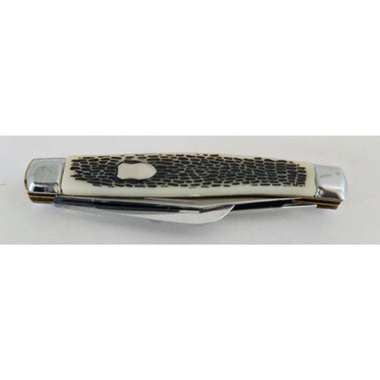 VINTAGE *NEW* 1970's Bone/Silver Handle Pocket 2-Blade Pocket Knife