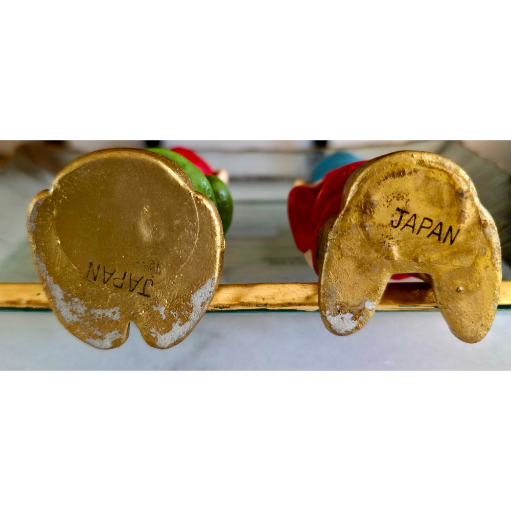 VINTAGE *NEW* 1960's Commadore Happy Time Set of 2 Smiling Holiday Elf Figurines