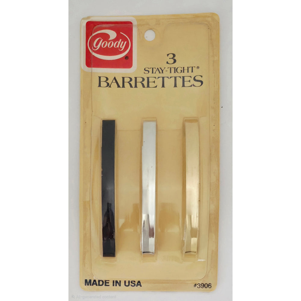 VINTAGE *NEW* 1975 Goody #7906 Stay-Tight Barrettes Set of 3 USA