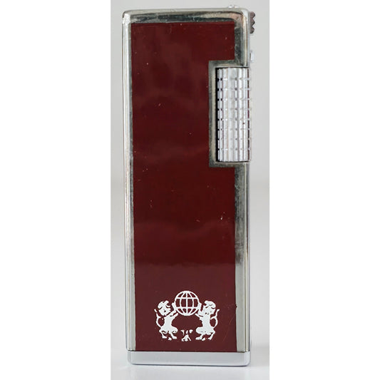 VINTAGE *NEW* 1960's Maroon Gas Lighter w/Lions Made by Supreme USA