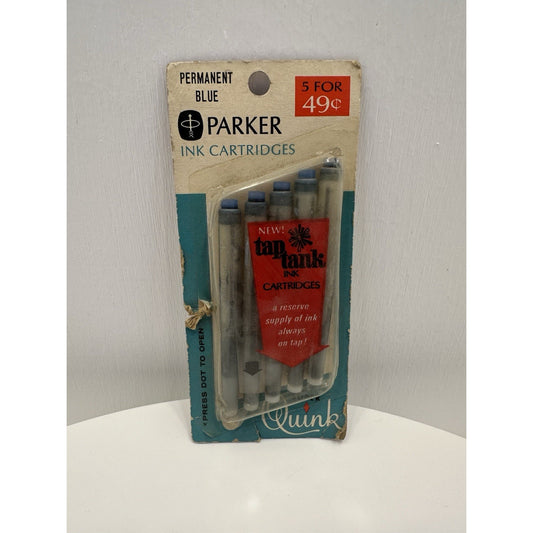 VINTAGE *NEW* 1970's Parker Ink Cartridges Pack of 5 - Blue