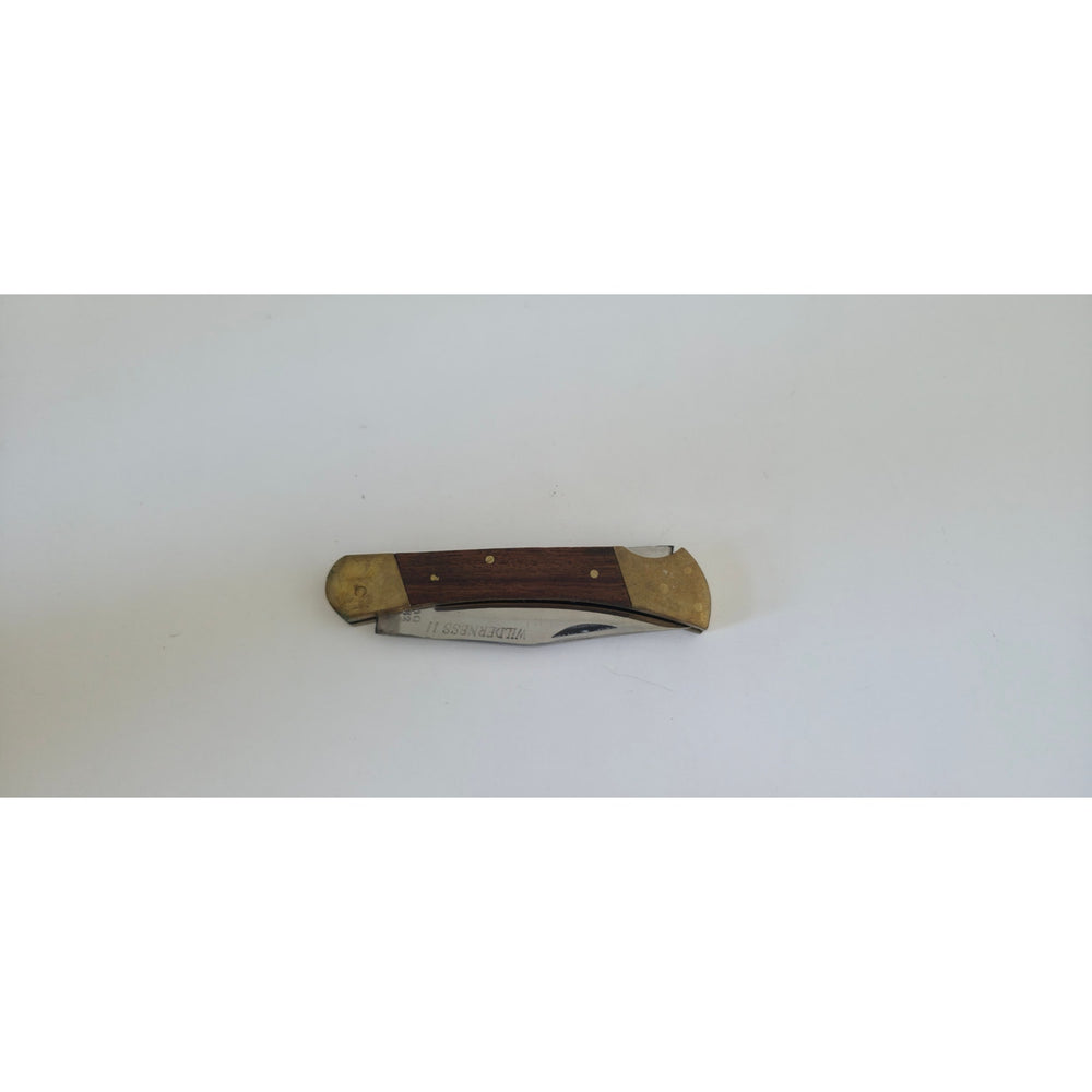 VINTAGE *NEW* 1960's Wilderness II Stainless Steel w/Wooden Handle Pocket Knife