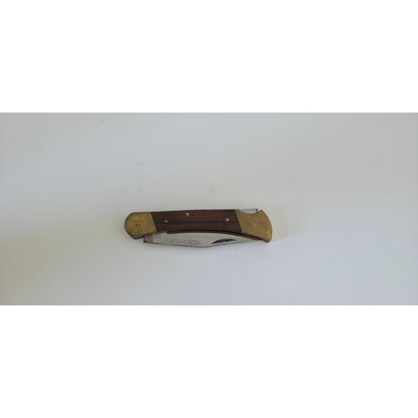 VINTAGE *NEW* 1960's Wilderness II Stainless Steel w/Wooden Handle Pocket Knife