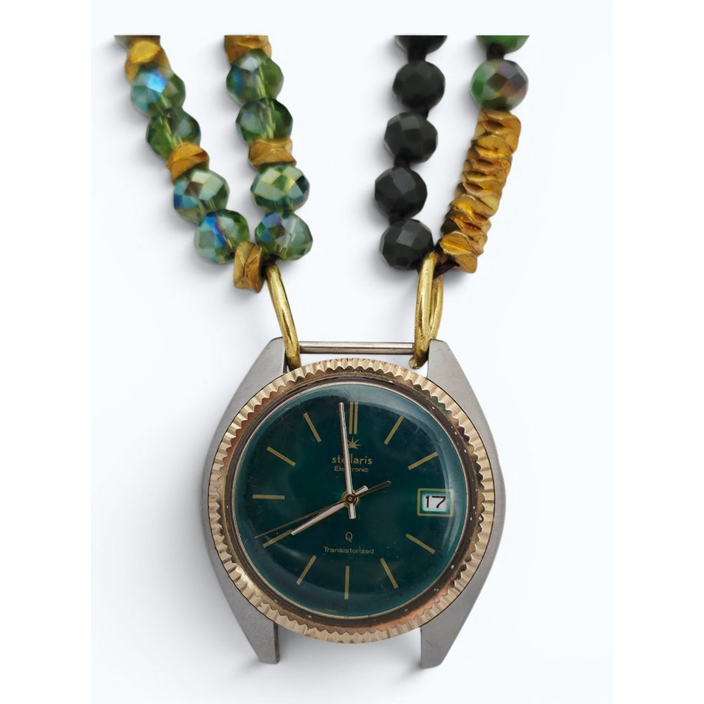 VIntage 1960's Stellaris Green Watch Face Necklace Custom Made | Limited Edition