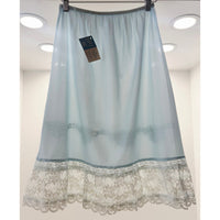 VINTAGE *NEW* 1960's Collins Aikman Women's Lt Blue w/Lace Trim Slip Skirt Sz L