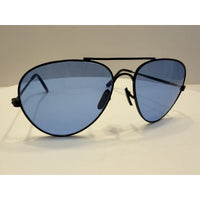 VINTAGE *NEW* 1970's Aviator Black Metal Frame with Blue Tinted Lens Sunglasses