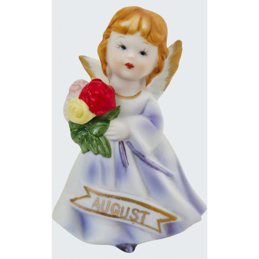 VINTAGE *NEW* 1950's August Birthday Angel Figurine Porcelain Made Taiwan