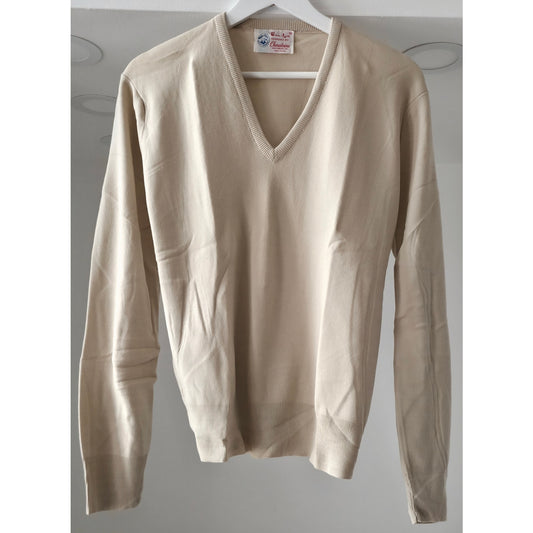 VINTAGE *NEW* 1970's Cheralaine Women's Taupe Long Sleeve V-Neck Sweater Size L