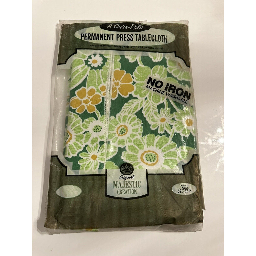 VINTAGE *NEW* Majestic Tablecloth 52"X52" Floral Permanent Press