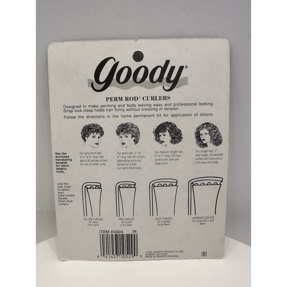 VINTAGE *NEW* 1991 Goody 430/4 Large Perm Rod Hair Curlers Pack of 6