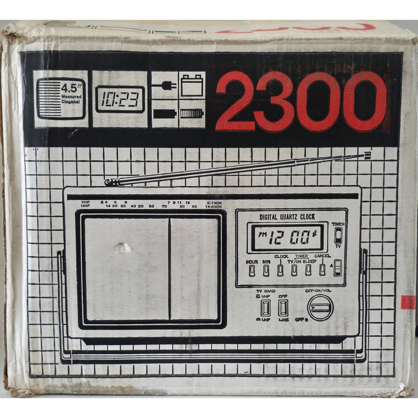 VINTAGE *New* 1980 Hitachi K2300 Solid State TV Receiver/Digital Clock