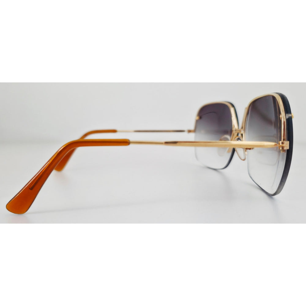VINTAGE *NEW* 1970's Glam Unisex Sunglasses Black Frame with Smoke Grey Lens