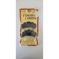 VINTAGE *NEW* 1975 Goody #8050/2 Kant-Slip Fashion Combs Scalloped Black USA