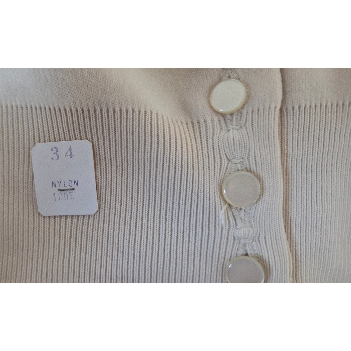 VINTAGE *NEW* 1960's Taupe Collared Women's Sweater w/Buttons 100% Nylon Size 34
