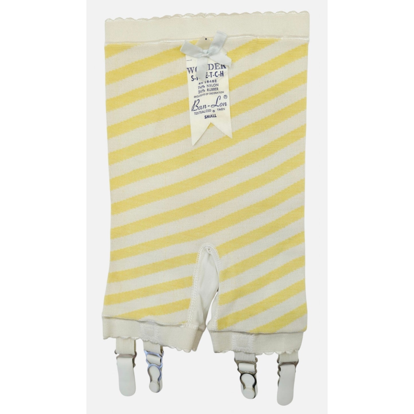 VINTAGE *NEW* 1960's Ban-Lon Women's Yellow & White Striped Girdle w/Garter Size S