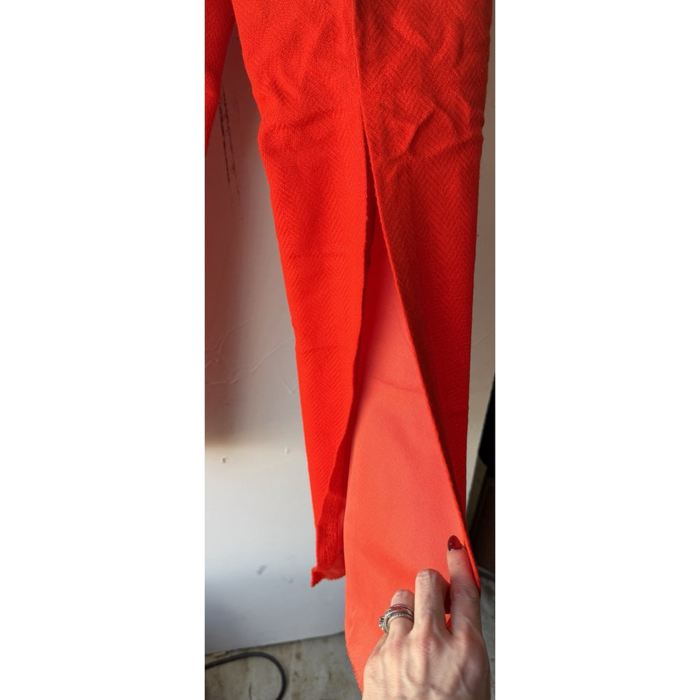 VINTAGE *NEW* 1960's Red Herringbone Hidden Zip Trousers with Slit in Leg