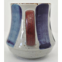 VINTAGE *NEW* 1970's Blue and Cream Korean Hand-Painted Stonewware Mug