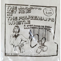 VINTAGE *NEW* 1970's The Jailers Keyring and Policeman's Whistle Brass Keychain