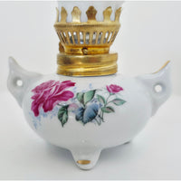 VINTAGE *NEW* 1960's Floral Porcelain Oil Lamp