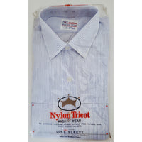 VINTAGE *NEW* Mr. Wilson Men's Light Blue Striped Shirt 100% Never Iron Sz 15.5-33