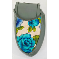 VINTAGE *NEW* 1950's Japanese Blue Rose Floral Folding Shoes with Original Matching Carrying Case
